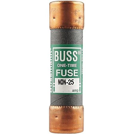 EATON BUSSMANN Cartridge Fuse, NON Series, 25A, Time-Delay, 250V AC, Cylindrical NON-25